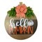 Hello Halloween Pumpkin Door Sign Spooky Front Door Wall Hanging Welcome Plaque Round Wooden Hanger Doorplate Decoration